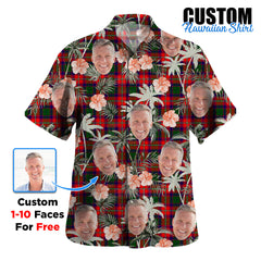 Clan Mow (Roxburgh) Tartan Custom Face Hawaiian Shirt – Unisex Gift for Family Members, Summer Party AT69 Mow (Roxburgh) Tartan Tartan Hawaii Shirt