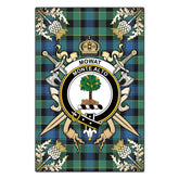 Clan Mowat Tartan Crest Black Garden Flag - Gold Thistle VP55 Clan Mow Tartan Today