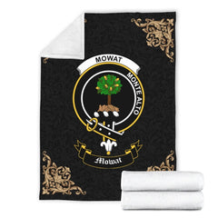 Clan Mowat (of Inglistoun) Crest Tartan Premium Blanket Black VM46 Clan Mow Tartan Today