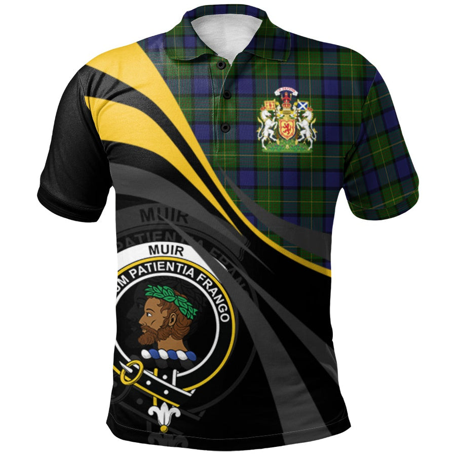 Clan Muir - Moore Tartan Polo Shirt - Royal Coat Of Arms Style UZ77 Muir - Moore Tartan Tartan Polo