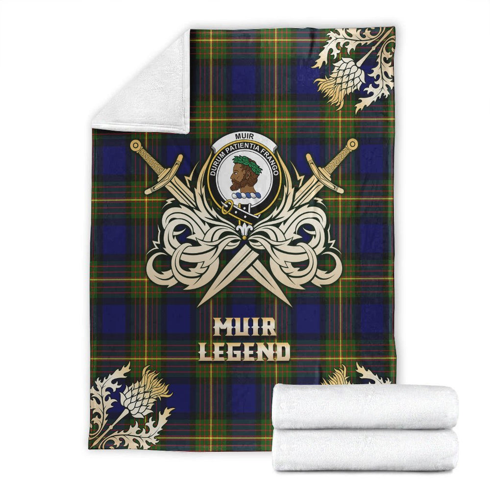 Clan Muir Tartan Gold Courage Symbol Blanket ND86 Clan Muir_More Tartan Today