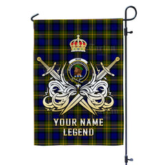 Custom Name Clan Muir Tartan Garden Flag with Clan Crest and the Golden Sword of Courageous Legacy AR41
