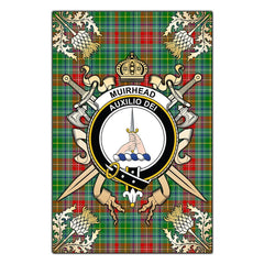 Clan Muirhead Tartan Crest Black Garden Flag - Gold Thistle KE27 Clan Muir_More Tartan Today