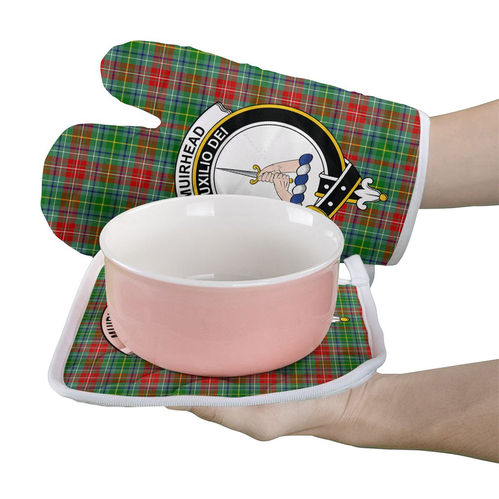 Clan Muirhead Tartan Crest Oven Mitt And Pot Holder (2 Oven Mitts + 1 Pot Holder) CW74 Clan Muir_More Tartan Today