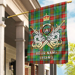 Custom Name Clan Muirhead Tartan Garden Flag with Clan Crest and the Golden Sword of Courageous Legacy OO88