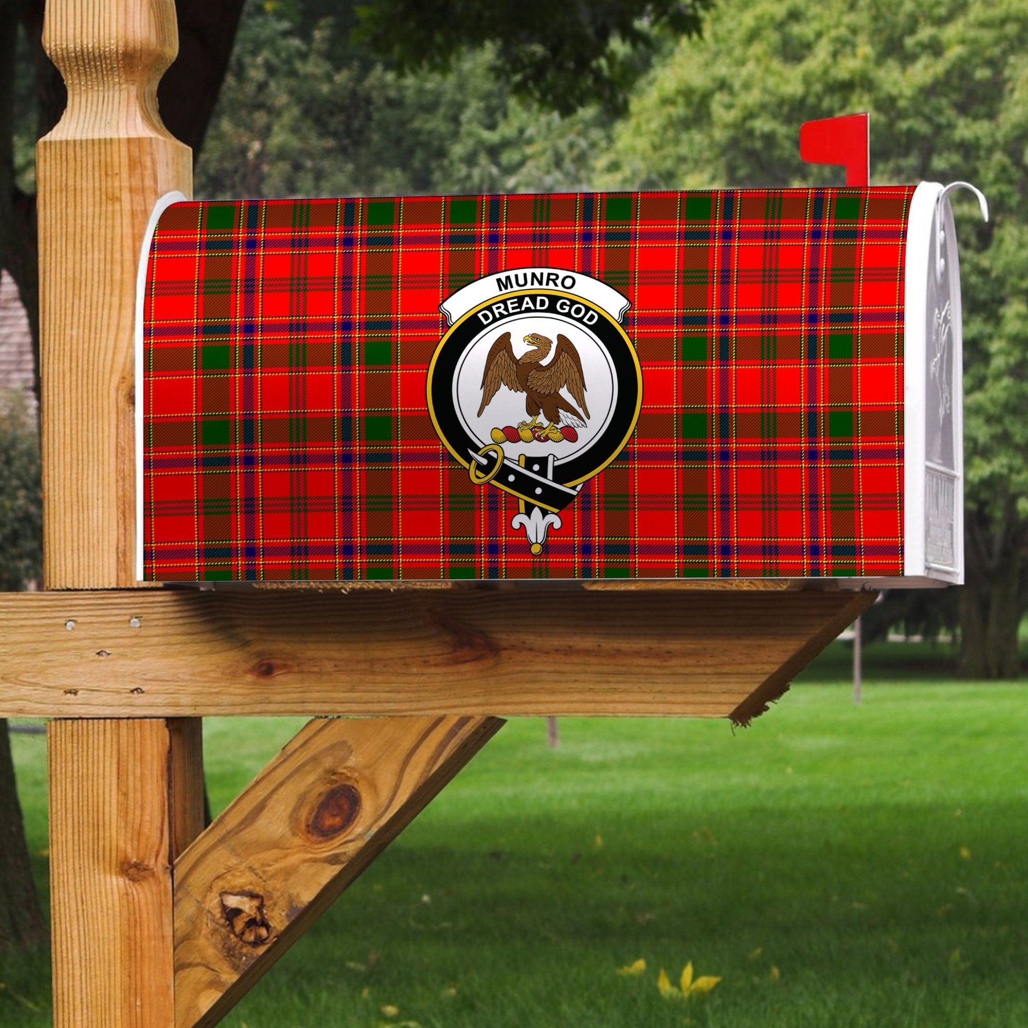 Clan Munro Modern Tartan Crest Mailbox ZO68 Clan Munro Tartan Today