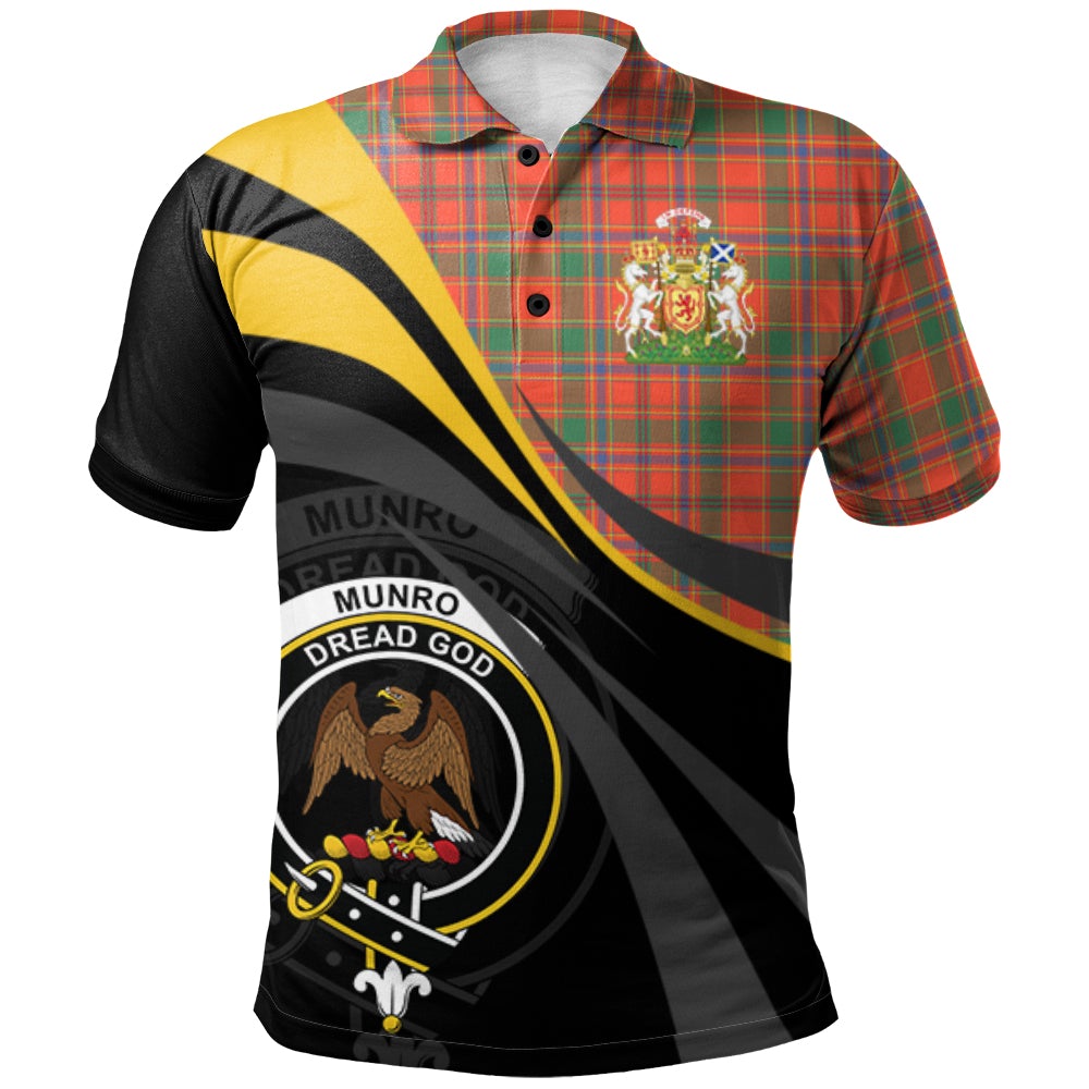 Clan Munro Ancient Tartan Polo Shirt - Royal Coat Of Arms Style KY10 Munro Ancient Tartan Tartan Polo