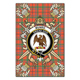 Clan Munro Ancient Tartan Crest Black Garden Flag - Gold Thistle PK46 Clan Munro Tartan Today