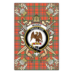 Clan Munro Ancient Tartan Crest Black Garden Flag - Gold Thistle PK46 Clan Munro Tartan Today