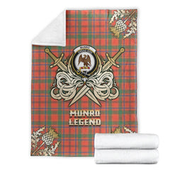 Clan Munro Ancient Tartan Gold Courage Symbol Blanket PO89 Clan Munro Tartan Today
