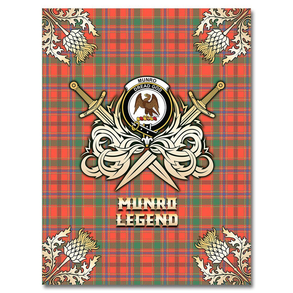 Clan Munro Ancient Tartan Gold Courage Symbol Blanket PO89 Clan Munro Tartan Today