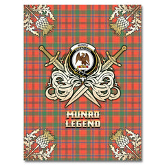 Clan Munro Ancient Tartan Gold Courage Symbol Blanket PO89 Clan Munro Tartan Today