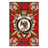 Clan Munro Modern Tartan Crest Black Garden Flag - Gold Thistle OJ78 Clan Munro Tartan Today