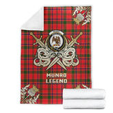 Clan Munro Modern Tartan Gold Courage Symbol Blanket II98 Clan Munro Tartan Today