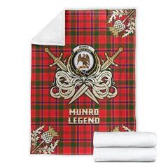 Clan Munro Modern Tartan Gold Courage Symbol Blanket II98 Clan Munro Tartan Today