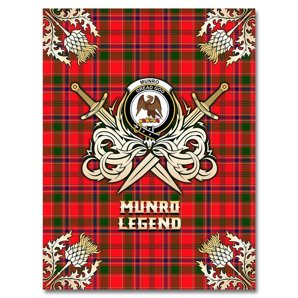 Clan Munro Modern Tartan Gold Courage Symbol Blanket II98 Clan Munro Tartan Today