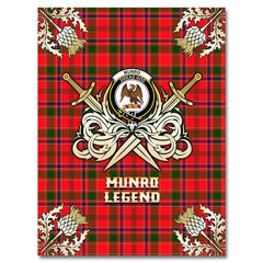 Clan Munro Modern Tartan Gold Courage Symbol Blanket II98 Clan Munro Tartan Today