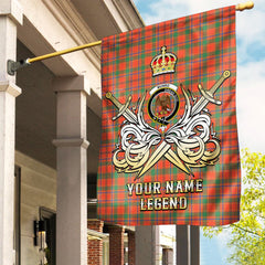 Custom Name Clan Munro Ancient Tartan Garden Flag with Clan Crest and the Golden Sword of Courageous Legacy NL71