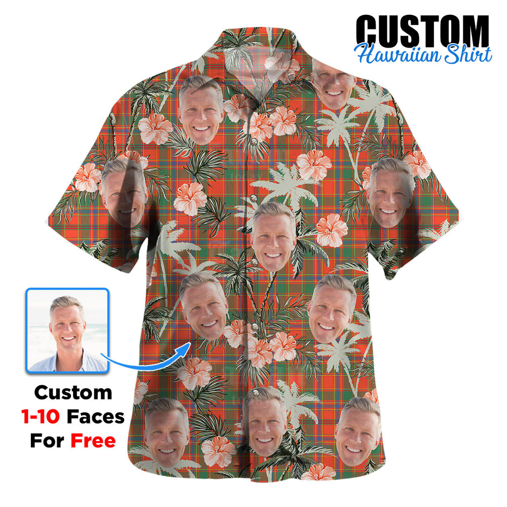 Clan Munro Ancient Tartan Custom Face Hawaiian Shirt – Unisex Gift for Family Members, Summer Party KG32 Munro Ancient Tartan Tartan Hawaii Shirt
