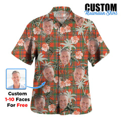 Clan Munro Ancient Tartan Custom Face Hawaiian Shirt – Unisex Gift for Family Members, Summer Party KG32 Munro Ancient Tartan Tartan Hawaii Shirt