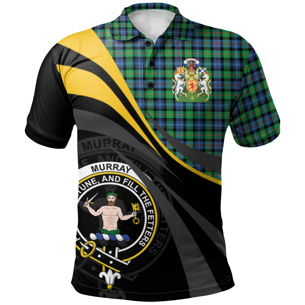 Clan Murray of Atholl Ancient Tartan Polo Shirt - Royal Coat Of Arms Style VT78 Murray of Atholl Ancient Tartan Tartan Polo