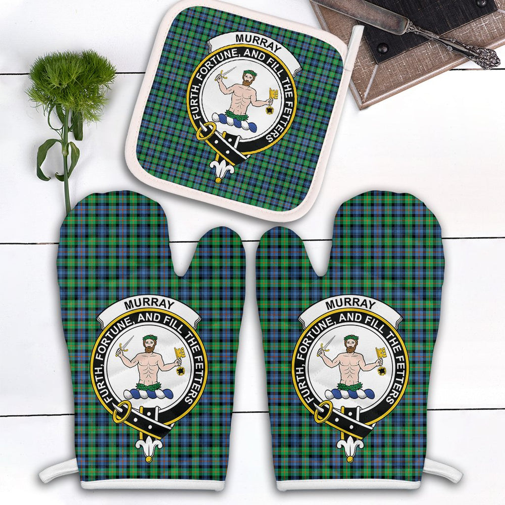 Clan Murray Of Atholl Ancient Tartan Crest Oven Mitt And Pot Holder (2 Oven Mitts + 1 Pot Holder) TB47 Clan Murray Tartan Today
