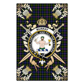 Clan Murray of Atholl Modern Tartan Crest Black Garden Flag - Gold Thistle GY24 Clan Murray Tartan Today