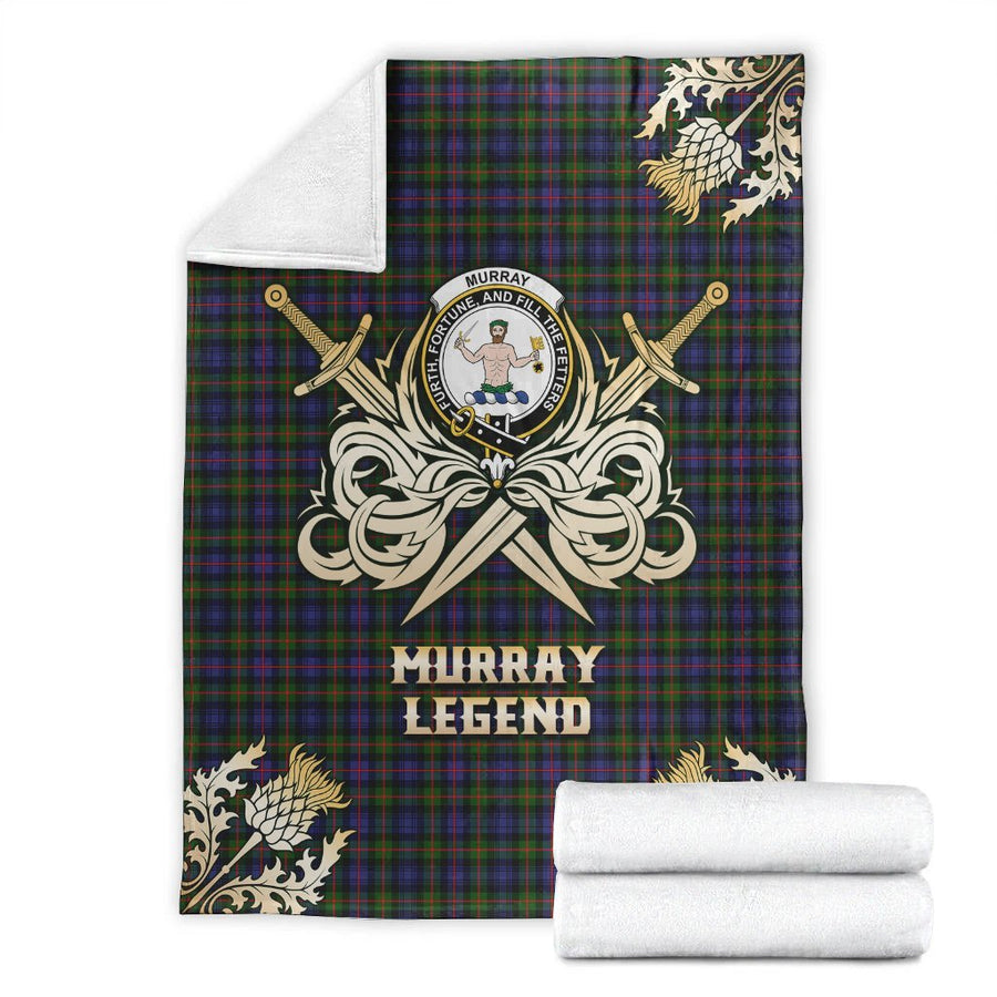 Clan Murray of Atholl Modern Tartan Gold Courage Symbol Blanket