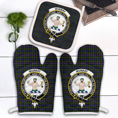 Clan Murray Of Atholl Modern Tartan Crest Oven Mitt And Pot Holder (2 Oven Mitts + 1 Pot Holder) RG82 Clan Murray Tartan Today