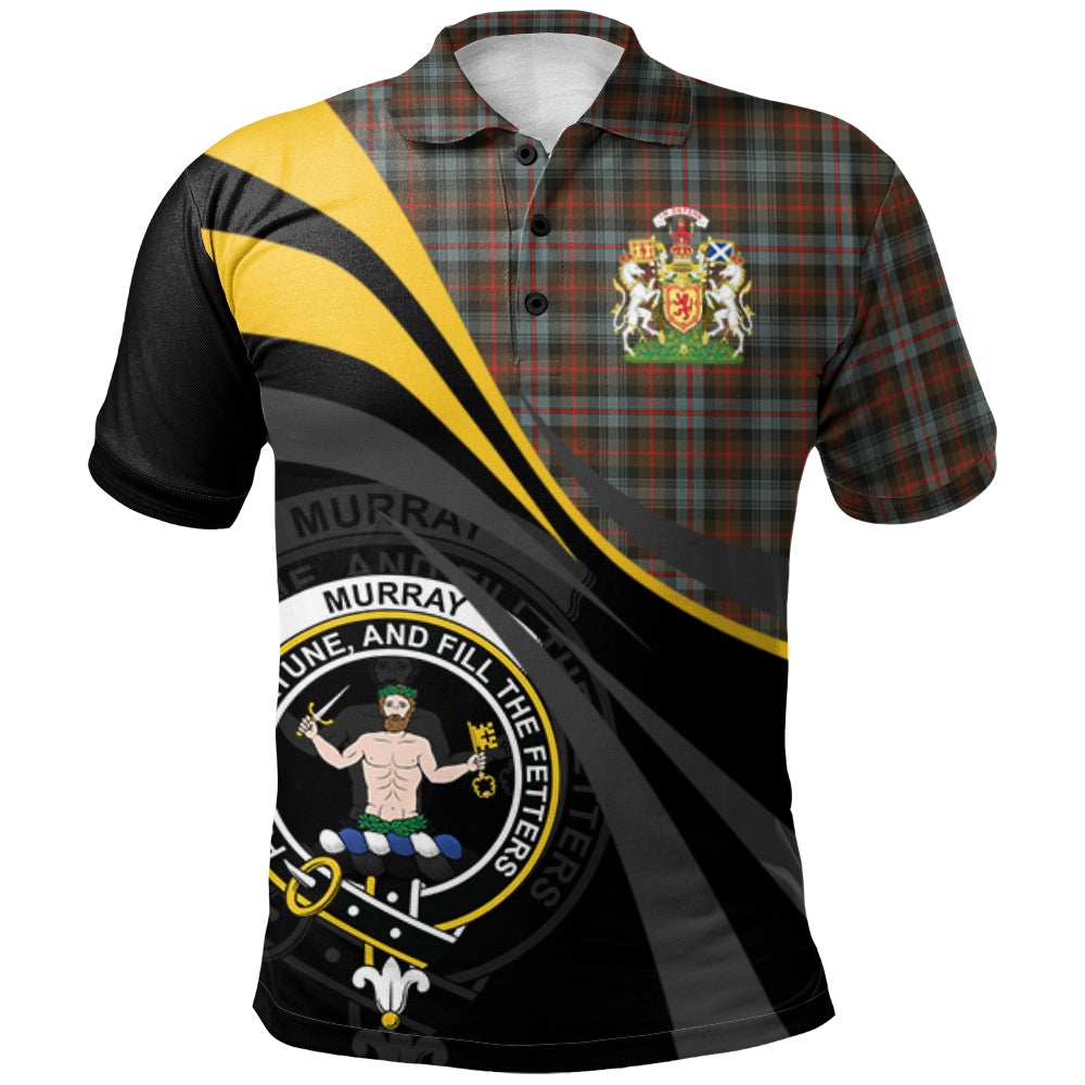 Clan Murray of Atholl Weathered Tartan Polo Shirt - Royal Coat Of Arms Style MF68 Murray of Atholl Weathered Tartan Tartan Polo