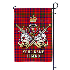 Custom Name Clan Murray of Tulloch Modern Tartan Garden Flag with Clan Crest and the Golden Sword of Courageous Legacy RU50