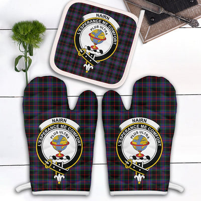 Clan Nairn Tartan Crest Oven Mitt And Pot Holder (2 Oven Mitts + 1 Pot Holder)
