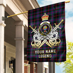 Custom Name Clan Nairn Tartan Garden Flag with Clan Crest and the Golden Sword of Courageous Legacy WD79