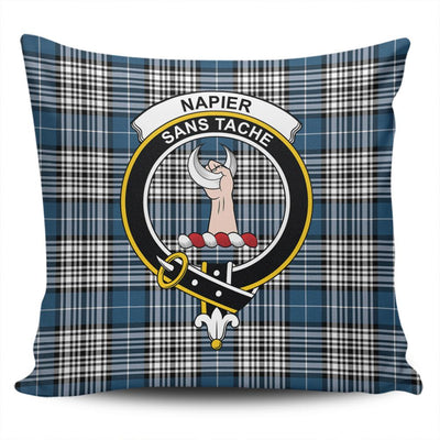 Clan Napier Modern Tartan Crest Pillow Cover