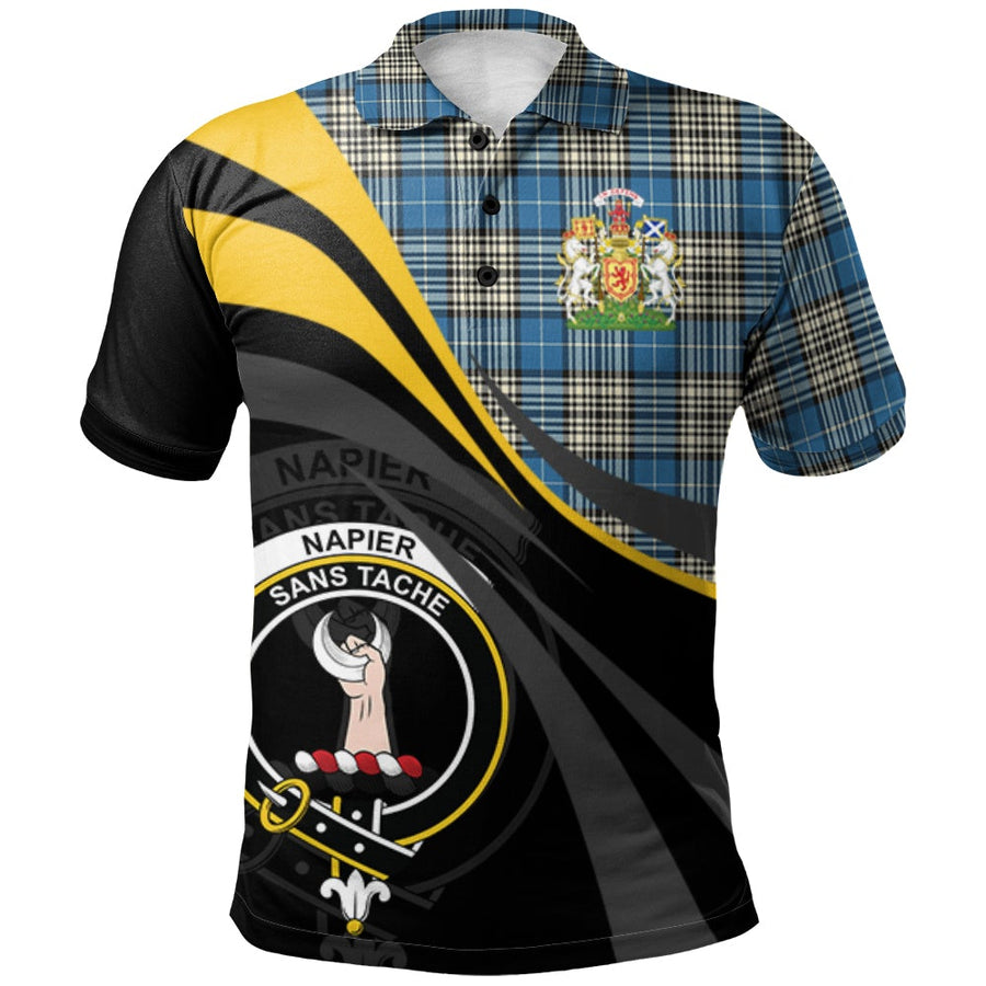 Clan Napier Ancient Tartan Polo Shirt - Royal Coat Of Arms Style LB38 Napier Ancient Tartan Tartan Polo