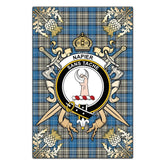 Clan Napier Ancient Tartan Crest Black Garden Flag - Gold Thistle PT13 Clan Napier Tartan Today