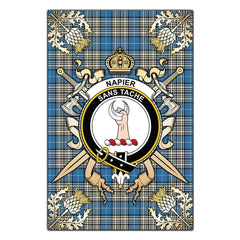 Clan Napier Ancient Tartan Crest Black Garden Flag - Gold Thistle PT13 Clan Napier Tartan Today