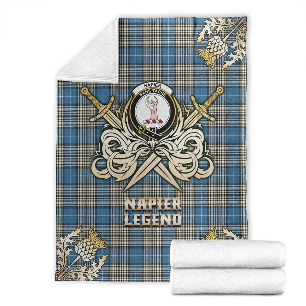 Clan Napier Ancient Tartan Gold Courage Symbol Blanket DZ34 Clan Napier Tartan Today