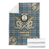 Clan Napier Ancient Tartan Gold Courage Symbol Blanket DZ34 Clan Napier Tartan Today