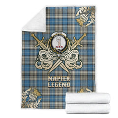 Clan Napier Ancient Tartan Gold Courage Symbol Blanket DZ34 Clan Napier Tartan Today