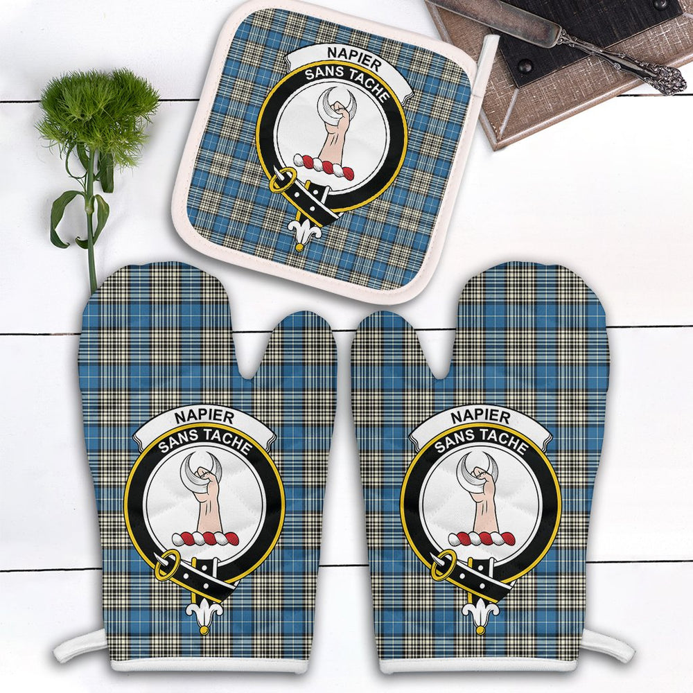 Clan Napier Ancient Tartan Crest Oven Mitt And Pot Holder (2 Oven Mitts + 1 Pot Holder) RT11 Clan Napier Tartan Today