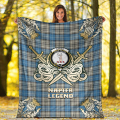 Clan Napier Ancient Tartan Gold Courage Symbol Blanket DZ34 Clan Napier Tartan Today