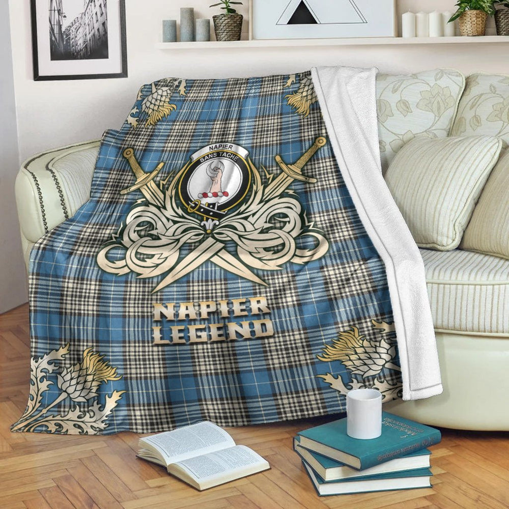 Clan Napier Ancient Tartan Gold Courage Symbol Blanket DZ34 Clan Napier Tartan Today