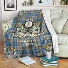 Clan Napier Ancient Tartan Gold Courage Symbol Blanket DZ34 Clan Napier Tartan Today