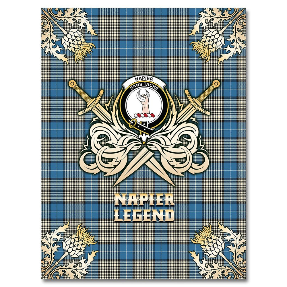 Clan Napier Ancient Tartan Gold Courage Symbol Blanket DZ34 Clan Napier Tartan Today