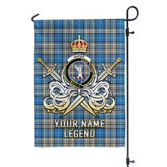 Custom Name Clan Napier Ancient Tartan Garden Flag with Clan Crest and the Golden Sword of Courageous Legacy VW64