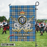 Personalized Custom Name Clan Napier Ancient Tartan Garden Flag with Clan Crest and the Golden Sword of Courageous Legacy VW64 - Napier Ancient Tartan Design, Scottish Heritage Gift