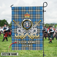 Personalized Custom Name Clan Napier Ancient Tartan Garden Flag with Clan Crest and the Golden Sword of Courageous Legacy VW64 - Napier Ancient Tartan Design, Scottish Heritage Gift