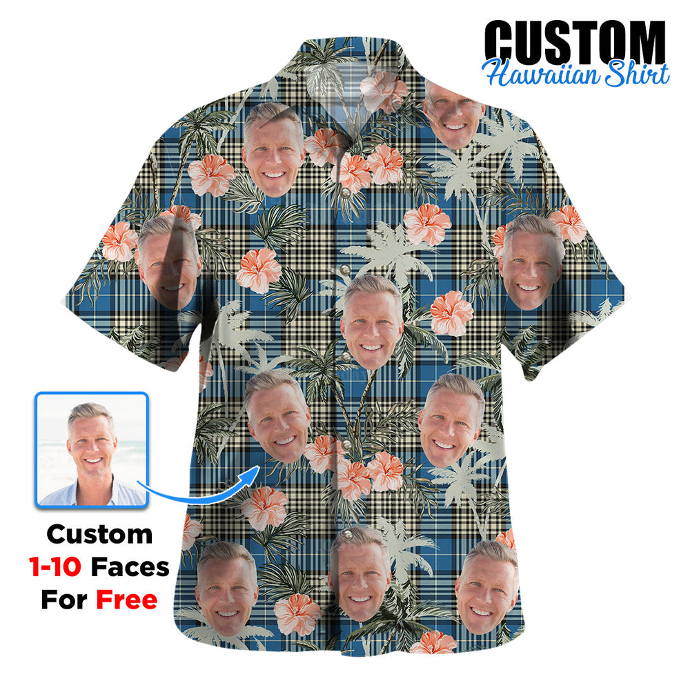 Clan Napier Ancient Tartan Custom Face Hawaiian Shirt – Unisex Gift for Family Members, Summer Party ZC16 Napier Ancient Tartan Tartan Hawaii Shirt