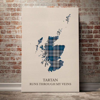 Clan Napier Modern Tartan Scotland Map Canvas “Tartan Runs Through My Veins” Wall Art DG69